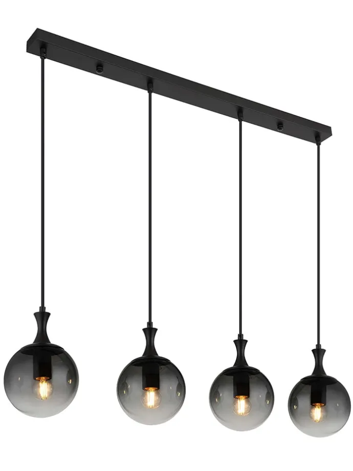 LED-Hängeleuchte "Dalton" in Schwarz - (L)90 x (B)15 x (H)130 cm