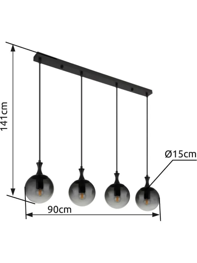 LED-Hängeleuchte "Dalton" in Schwarz - (L)90 x (B)15 x (H)130 cm