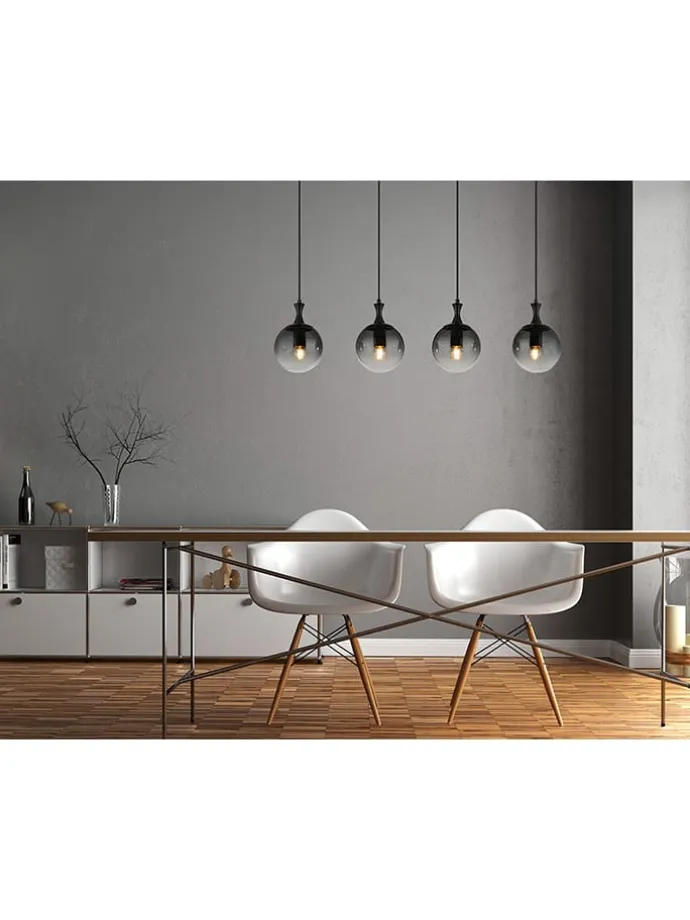 LED-Hängeleuchte "Dalton" in Schwarz - (L)90 x (B)15 x (H)130 cm