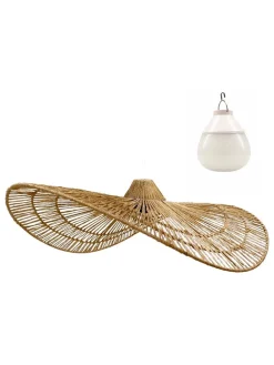 LED-Hängeleuchte "Marbella" in Natur - (H)14 x Ø 62 cm