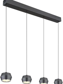 LED-Hängeleuchte "Marthy" in Schwarz - (L)80,5 x (B)10 x (H)200 cm