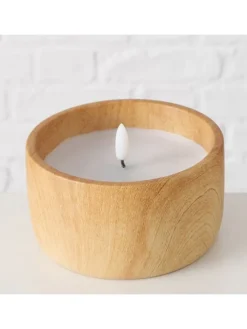 LED-Kerze "Yuna" in Beige - (H)8 x Ø 12 cm