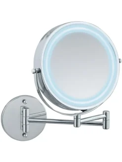 LED-Kosmetikspiegel "Power-Loc" in Silber - Ø 17,5 cm