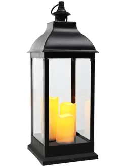 LED-Laterne in Schwarz - (B)24 x (H)70 x (T)24 cm