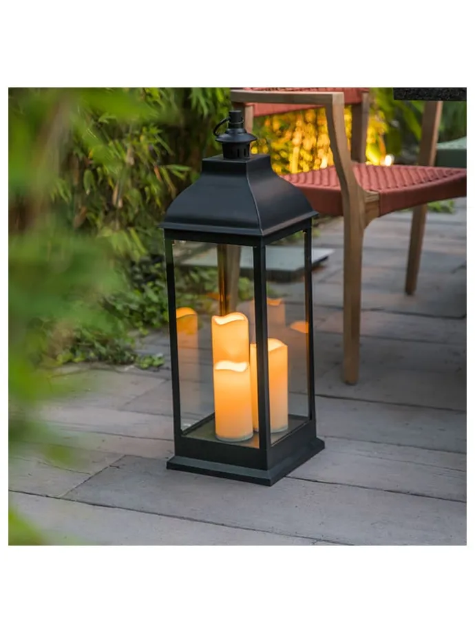 LED-Laterne in Schwarz - (B)24 x (H)70 x (T)24 cm