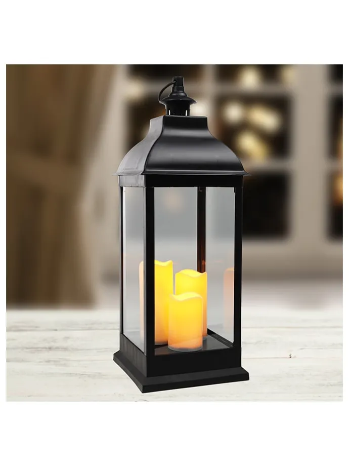 LED-Laterne in Schwarz - (B)24 x (H)70 x (T)24 cm