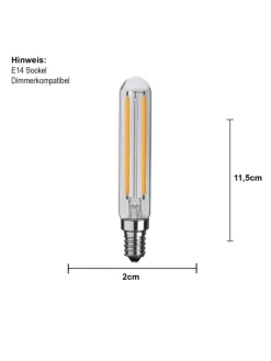 LED-Leuchtmittel E14 ,Clear', T20, dimmbar, 16W, 150lm, warmweiß