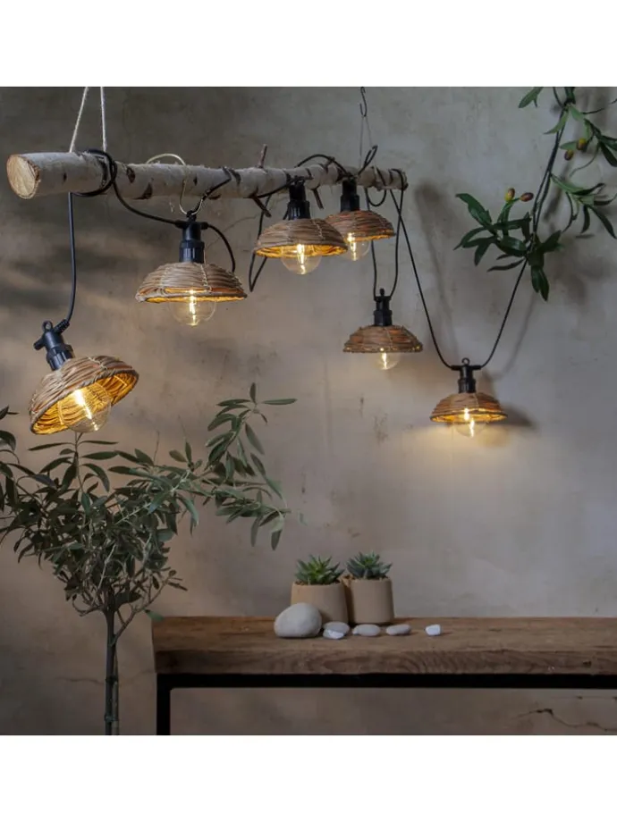 LED-Lichterkette "Cesta Light" in Hellbraun/ Schwarz - (B)13 x (H)13 cm