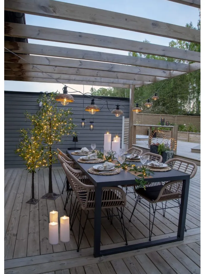 LED-Lichterkette "Cesta Light" in Hellbraun/ Schwarz - (B)13 x (H)13 cm