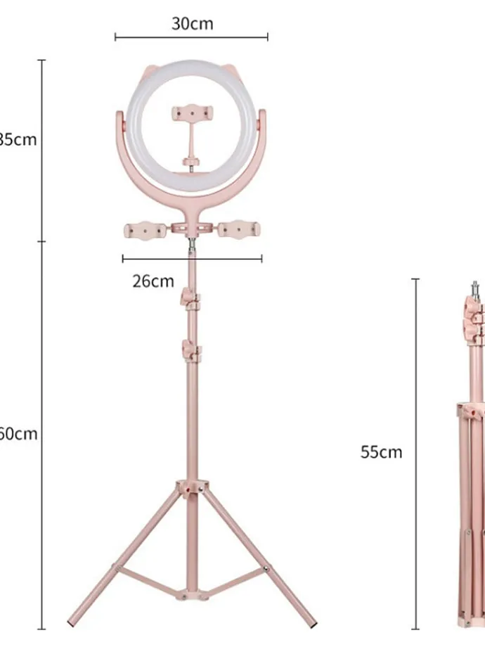 LED-Ringlicht-Stativ in Roségold