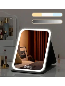 LED-Schminckspiegel in Schwarz