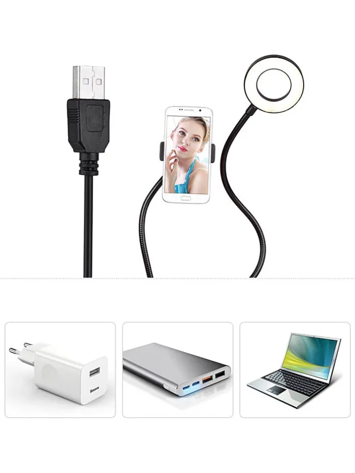 LED-Smartphone-Halterung in Schwarz