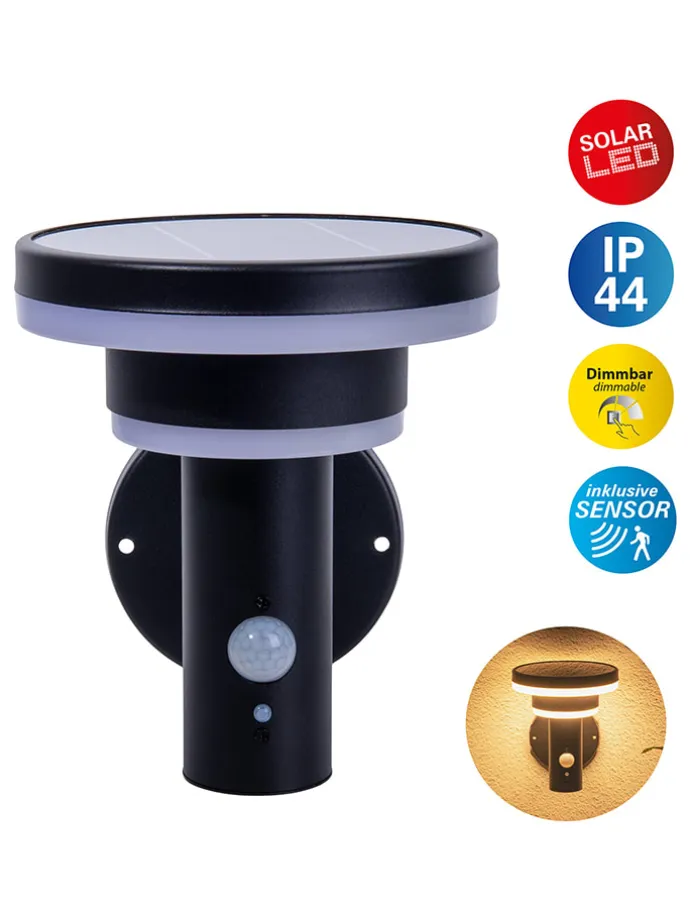 LED-Solar-Außenwandleuchte "Nora" in Schwarz - (B)17,5 x (H)18 x (T)16 cm