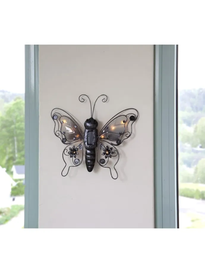 LED-Solar-Dekofigur "Butterfly" in Schwarz - (H)34 cm