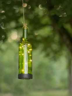 LED-Solar-Dekohänger "Bottle" in Grün - (B)7,5 x (H)31 x (T)7,5 cm