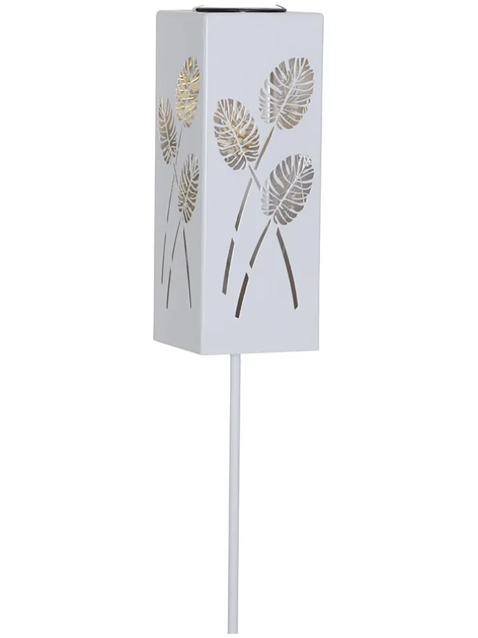 LED-Solar-Gartenstecker "Albaleaf" in Weiß - (H)90 cm
