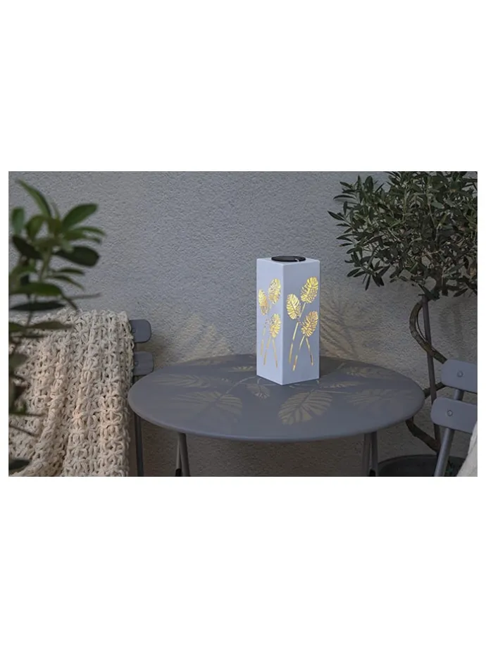 LED-Solar-Gartenstecker "Albaleaf" in Weiß - (H)90 cm