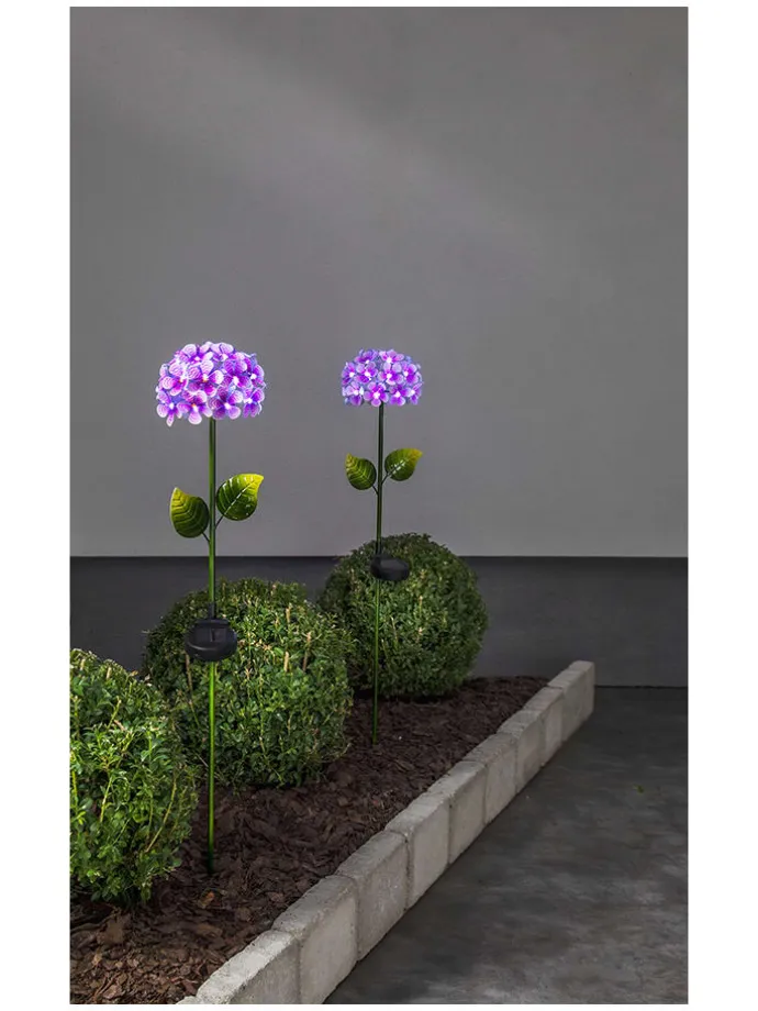 LED-Solar-Gartenstecker "Hortensia" in Violett - (H)77 cm