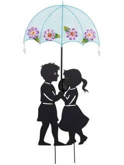 LED-Solar-Gartenstecker in Schwarz/ Hellblau - (H)86,5 cm