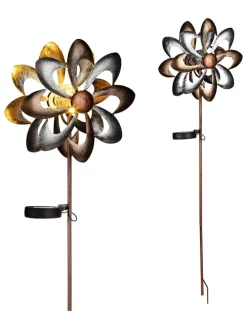 LED-Solar-Gartenstecker in Braun/ Gold - (B)23 x (H)92 x (T)12,5 cm