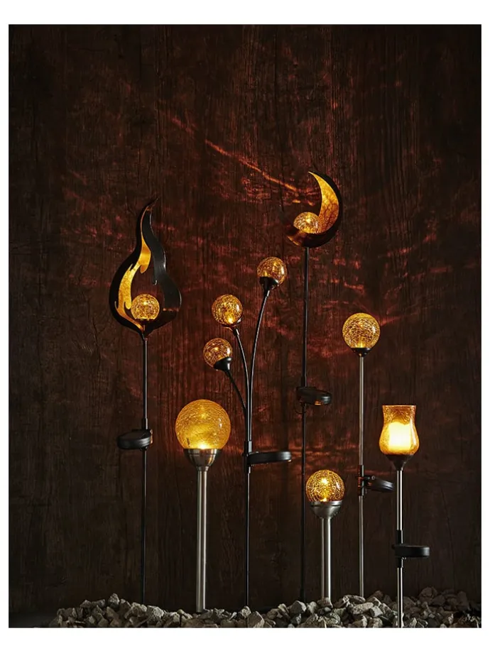 LED-Solar-Gartenstecker "Melilla" in Schwarz/ Orange - (H)85 cm