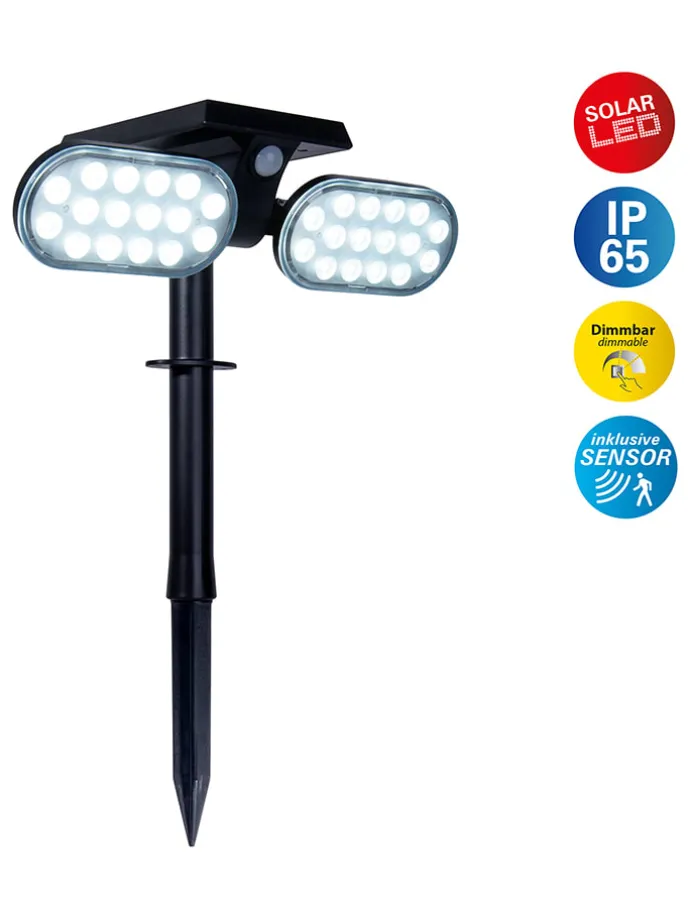 LED-Solar-Gartenstecker "Paco" in Schwarz - (B)23 x (H)32 cm