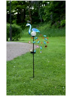 LED-Solar-Gartenstecker "Peacock" in Blau/ Bunt - (H)80 cm