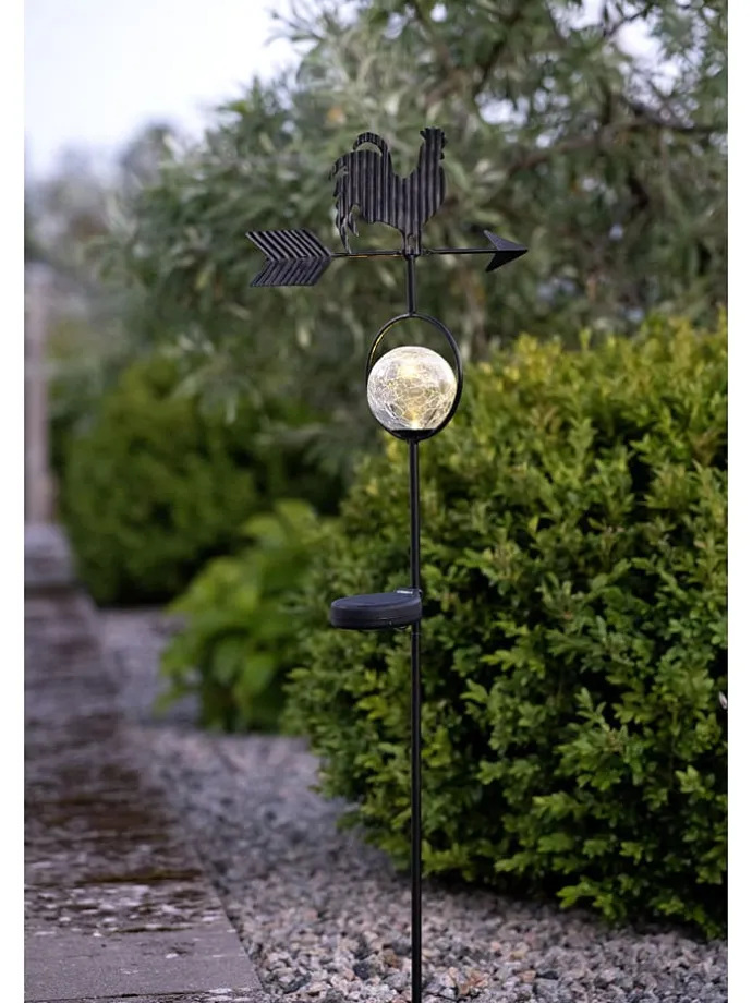 LED-Solar-Gartenstecker "Windy" in Schwarz - (H)81 cm