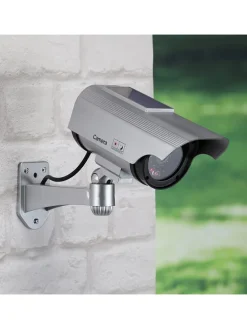 LED-Solar-Kamera-Attrappe in Silber - (L)22 x (B)7,5 cm