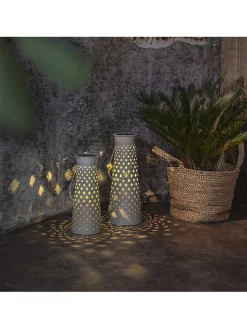 LED-Solar-Laterne "Romby" in Grau - (H)38,5 x Ø 15,5 cm