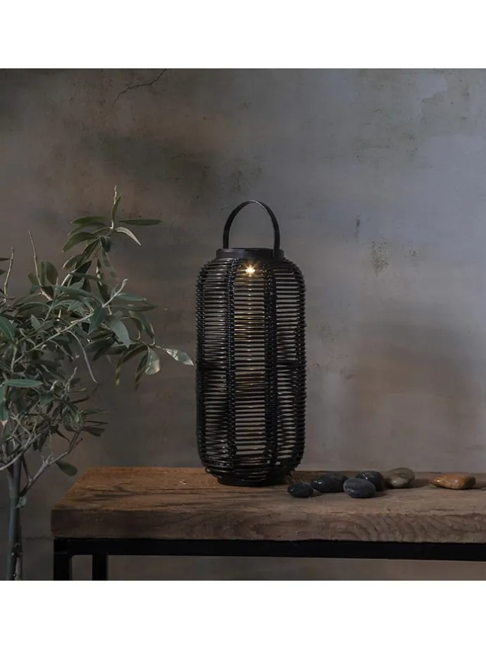 LED-Solar-Laterne "Runda" in Schwarz - (H)30 x Ø 15 cm