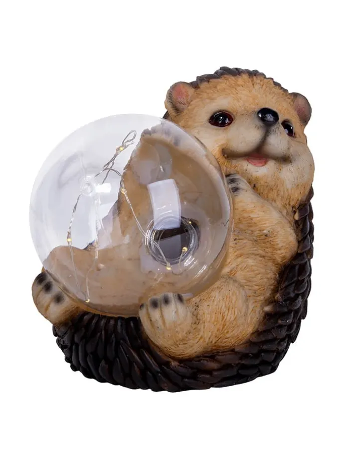 LED-Solarleuchte "Igel" in Hellbraun - (B)14,5 x (H)17 x (T)12 cm