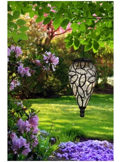 LED-Solarleuchte in Schwarz - (H)50 x Ø 13,5 cm