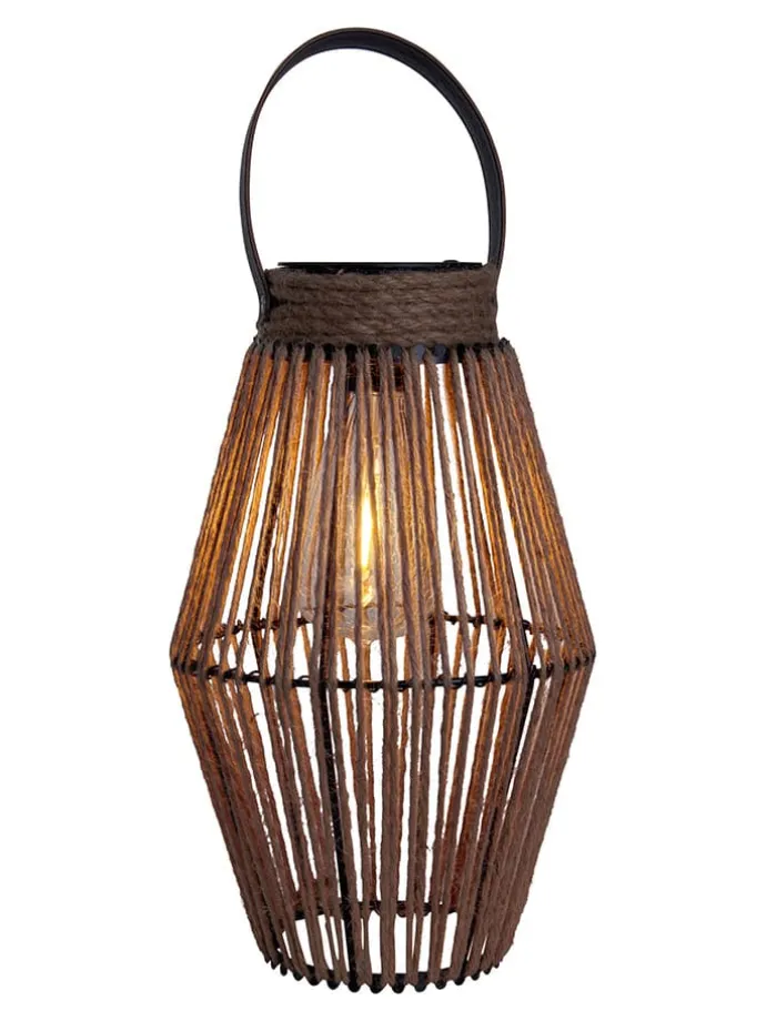 LED-Solarleuchte "Korbinian" in Braun - (H)30 x Ø 18 cm