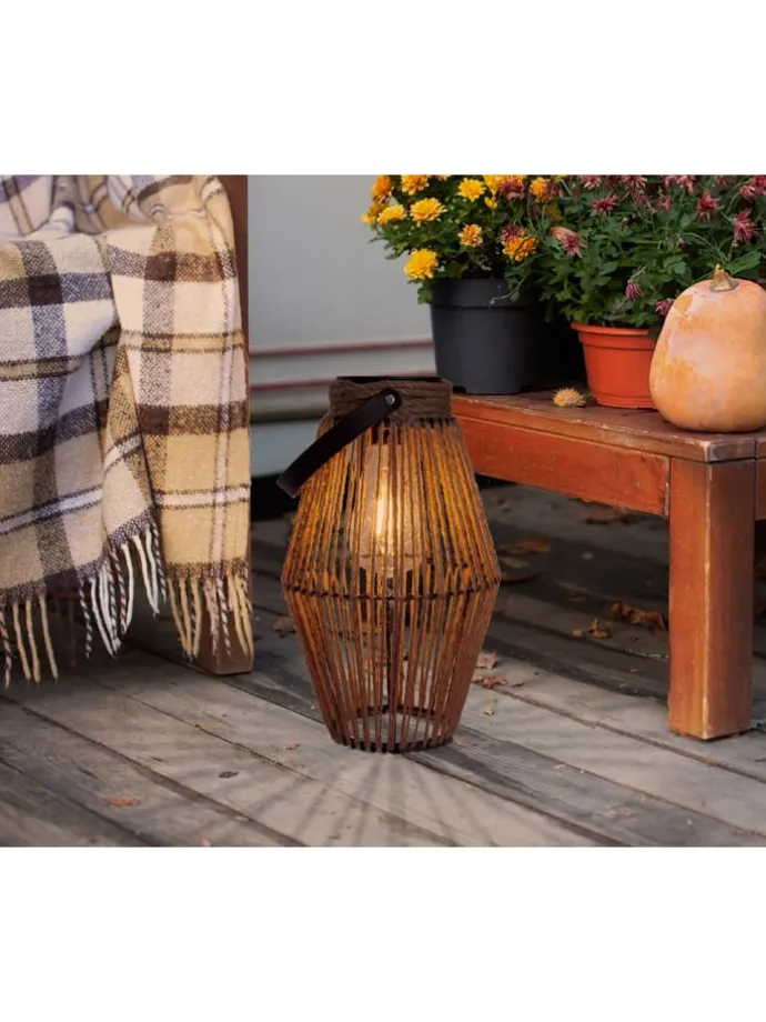 LED-Solarleuchte "Korbinian" in Braun - (H)30 x Ø 18 cm