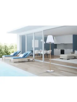 LED-Solarleuchte "Standy Wood" in Weiß/ Natur - (H)150 cm