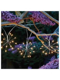 LED-Solar-Lichtergirlande "Fireworks" in Weiß - (L)420 cm