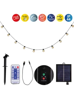 LED-Solar-Lichterkette "Cadena" in Schwarz/ Transparent - (L)1000 cm
