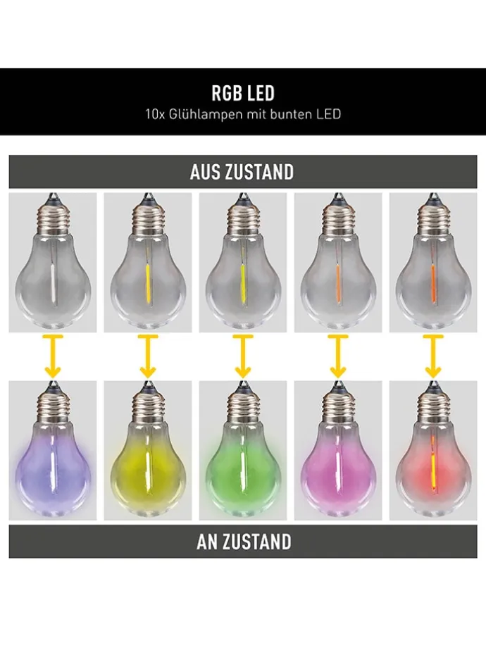 LED-Solar-Lichterkette "Linda" in Bunt - (L)370 cm