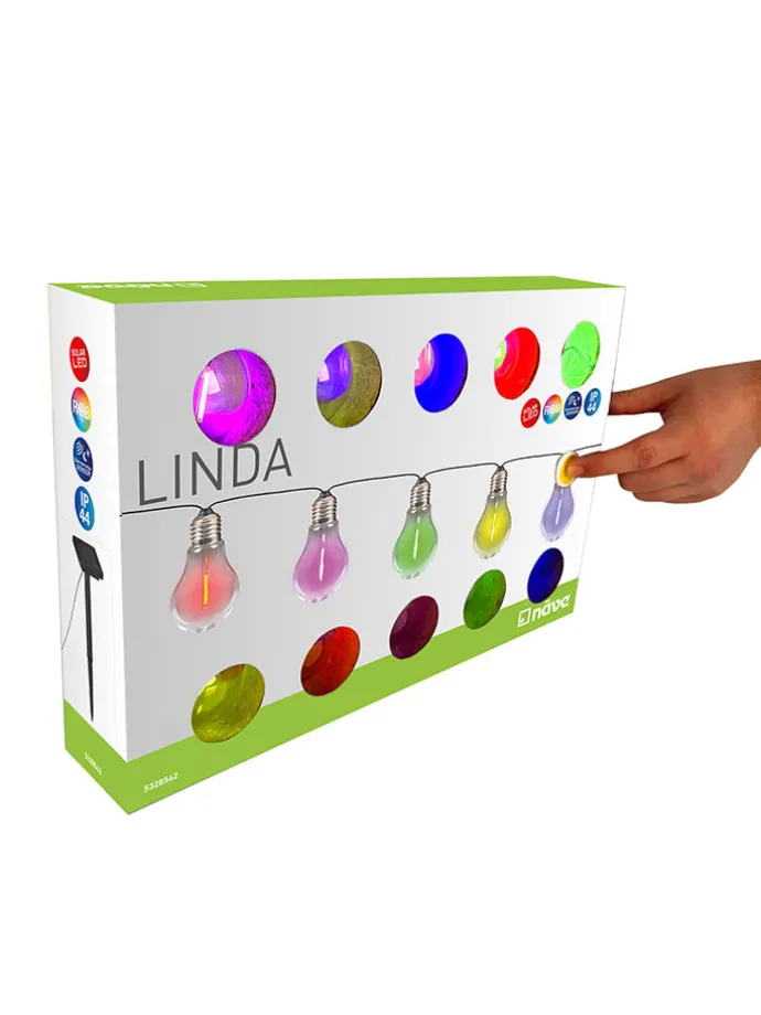 LED-Solar-Lichterkette "Linda" in Bunt - (L)370 cm