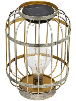 LED-Solar-Tischlaterne in Gold/ Grün - (B)17 x (H)24 x (T)17 cm