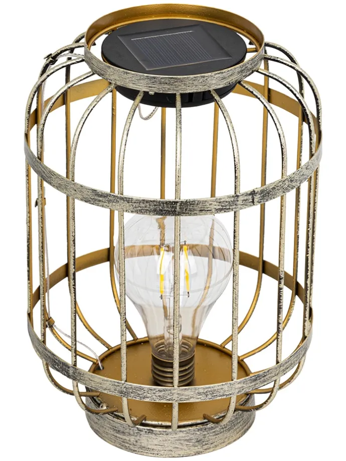 LED-Solar-Tischlaterne in Gold/ Grün - (B)17 x (H)24 x (T)17 cm