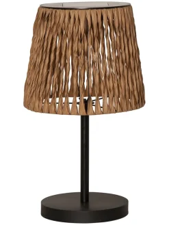 LED-Solar-Tischleuchte "Cesta" in Hellbraun - (H)48 x Ø 28 cm