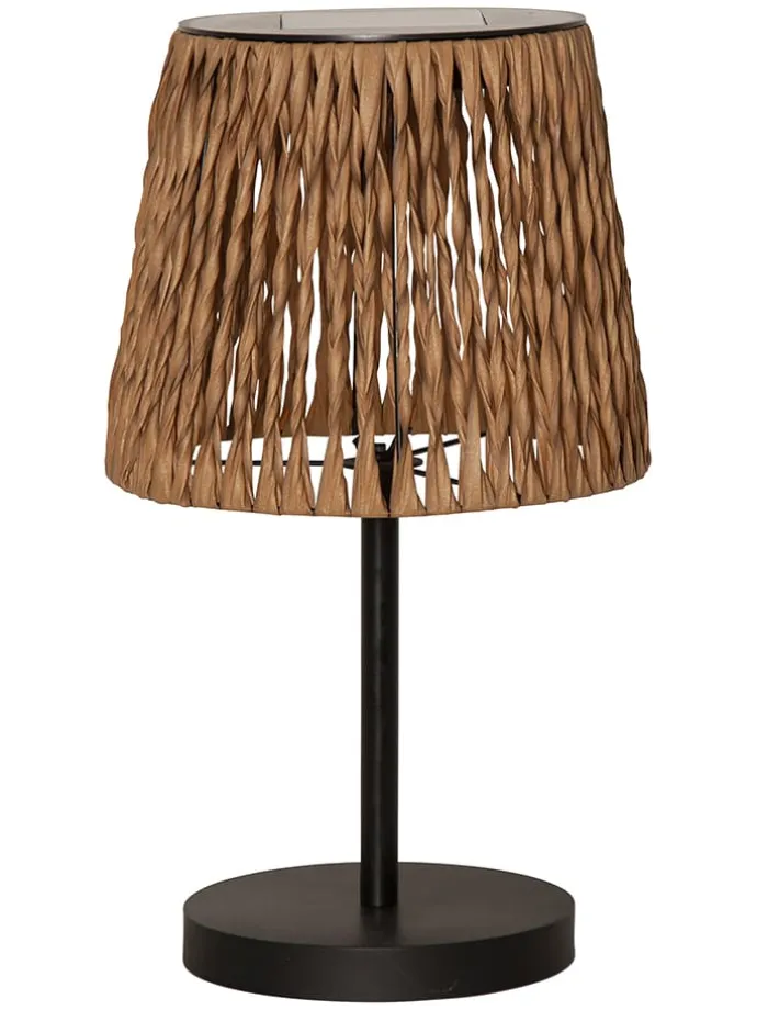 LED-Solar-Tischleuchte "Cesta" in Hellbraun - (H)48 x Ø 28 cm