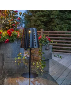 LED-Solar-Tischleuchte "Sola" in Schwarz - (H)35 x Ø 15 cm
