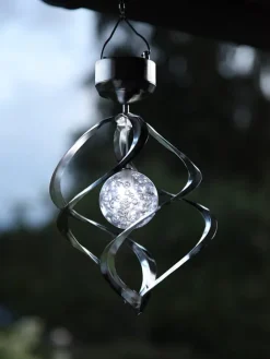 LED-Solar-Windspiel "Windmill" in Silber - (H)35 cm