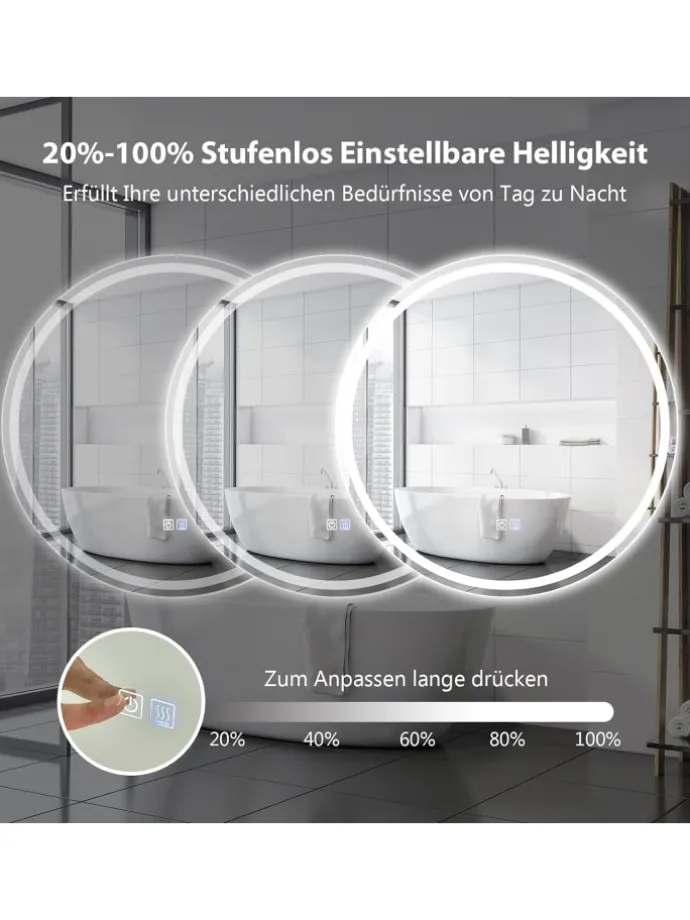 LED-Spiegel in Silber