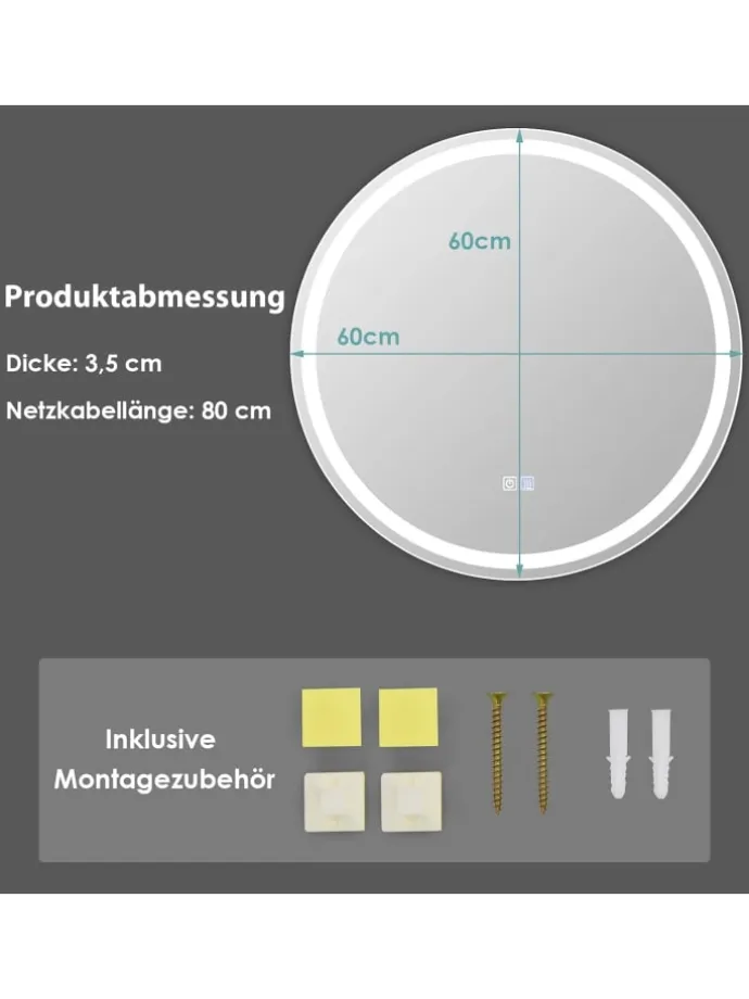 LED-Spiegel in Silber