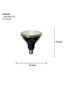LED-Spot ,Spotlight Outdoor', E27, 15W, 1300lm, schwarz, Tageslicht