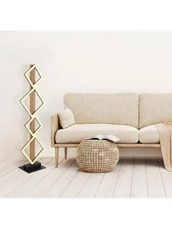 LED-Standleuchte "Dustin" in Schwarz/ Hellbraun - (L)30,7 x (B)18 x (H)103 cm